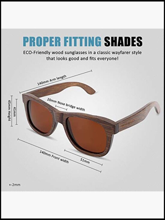 Real Bamboo Wood Polarized Sunglasses with Case main image 4